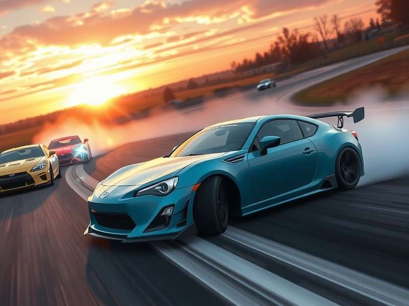 High-speed drifting car in a desert canyon in Drifting Lands