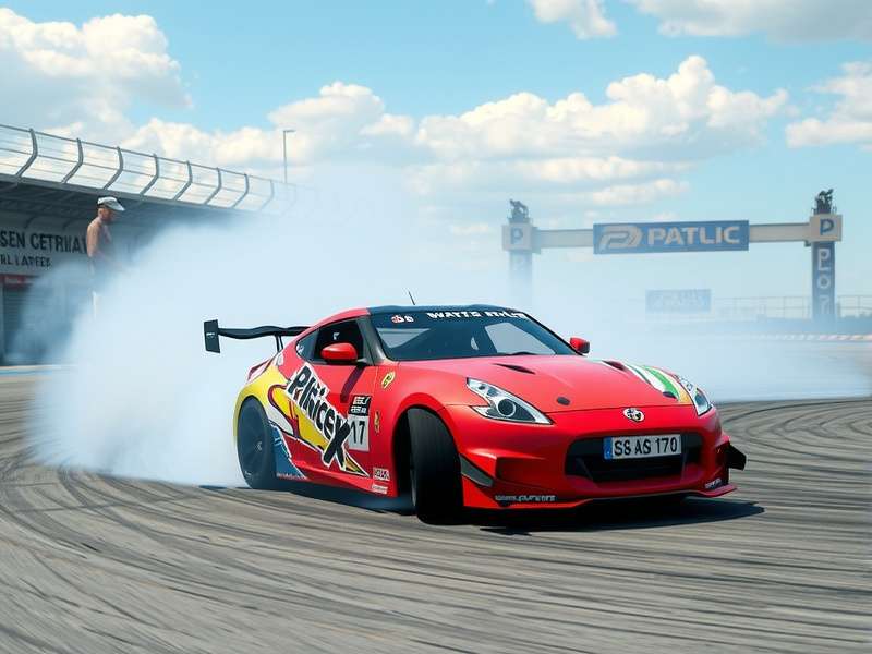 A high-performance car executing a perfect drift on a mountain road, with smoke coming from the rear tires