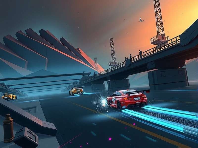 A high-performance car in a dramatic drift on a neon-lit city track