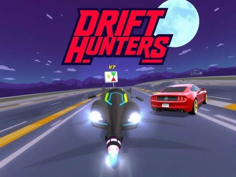 Drift Hunters Unblocked gameplay screenshot showing a car drifting on a mountain track