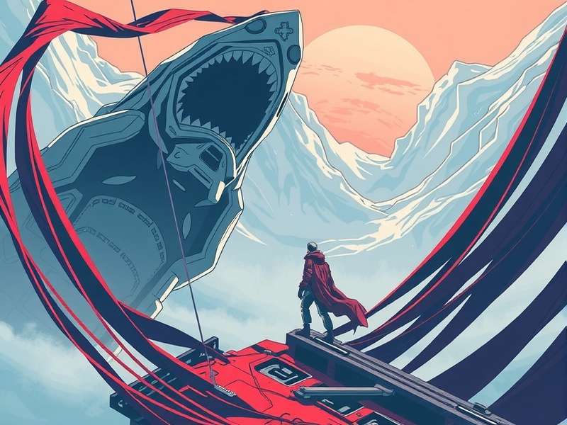 The Drifter class ship engaging in combat amidst floating islands