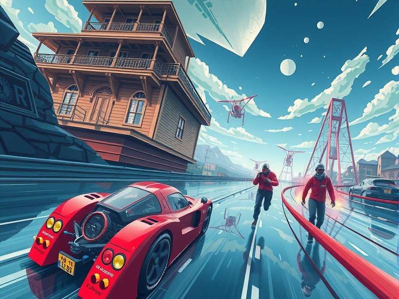 Concept art of a majestic airship hub in Drifting Lands, the Drifting Home