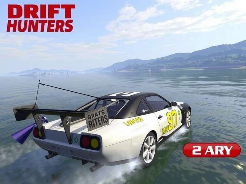 Drift Hunters Game - A car mid-drift on a mountain pass