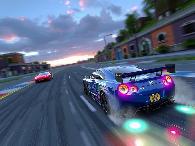 High-performance car drifting around a sharp corner in Drifting Lands game