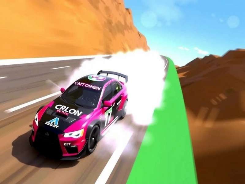 Professional drifting car in action on a race track