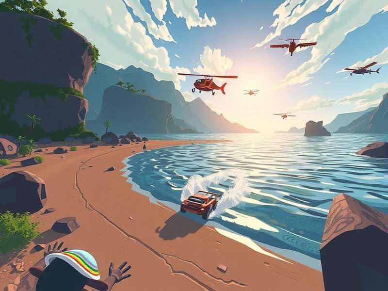 Driften in action - a car drifting around a sharp bend in Drifting Lands