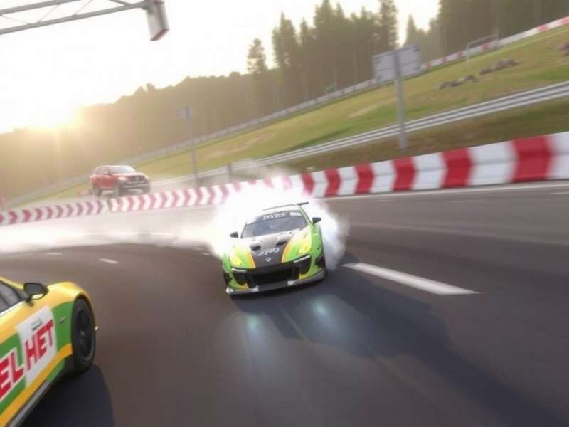 High-speed drift racing action in Drifting Lands with smoke trails