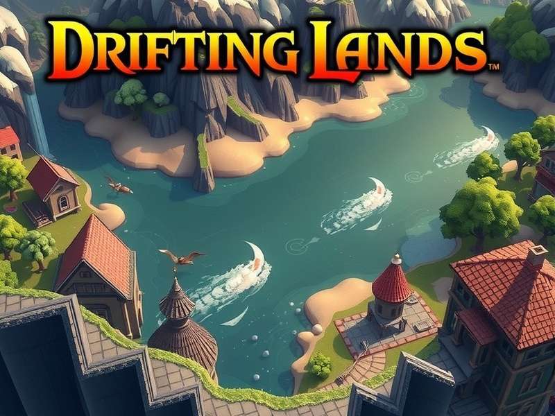 Drifting Lands Rpg Maker epic landscape with floating islands and a lone adventurer