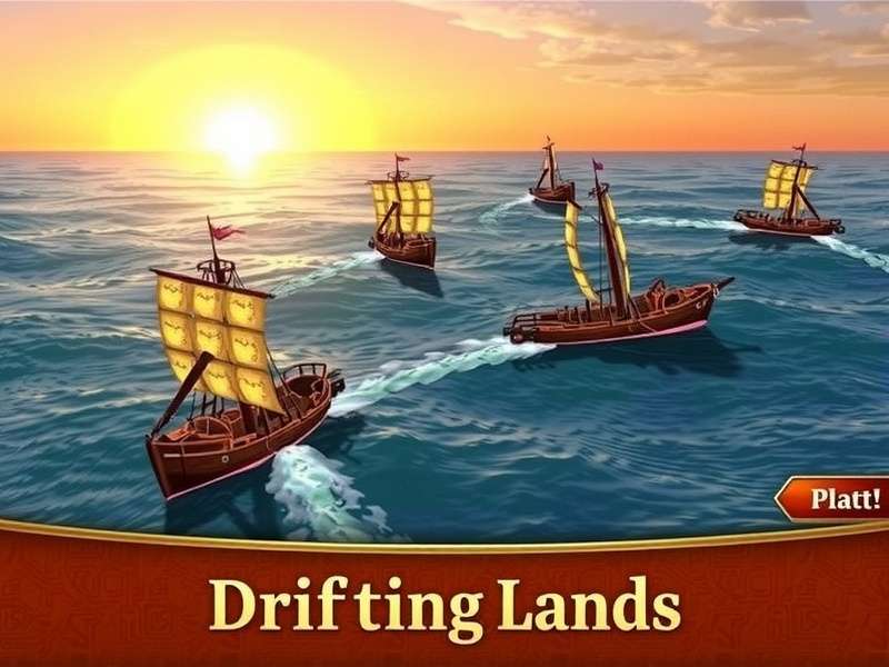 Drifting Lands RPG game key art with floating islands and hero character